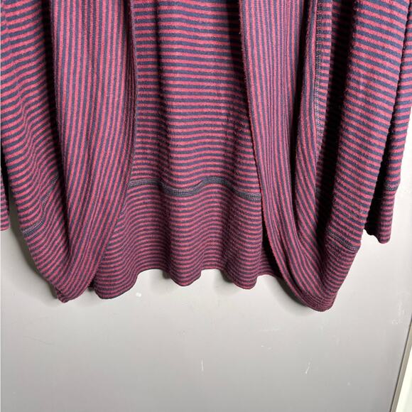 Sundry Red and Blue Striped Long Sleeve Open Cardigan Sweater Size 2 - Picture 2 of 6